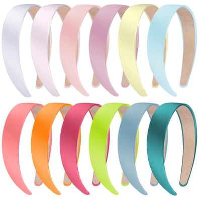 12 Satin Haarreifen Stirnbänder DIY Frauen Mädchen 12 Farben