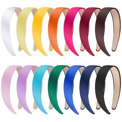 14 Stück breite Satin Stirnbänder Haarreifen für Frauen und Mädchen - 14 Farben