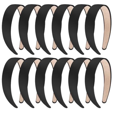 Satin Haarreifen Damen 12 Stück Schwarz 1 Inch Stirnbänder Kit