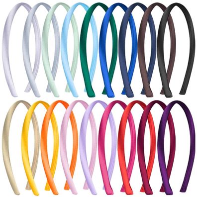 18 Stück Satin Stirnbänder 1cm Haarreifen DIY Rutschfest Buntes für Frauen