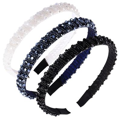 3er Set Damen Haarreif Kristallperlen Strass Hochzeit Party Bling