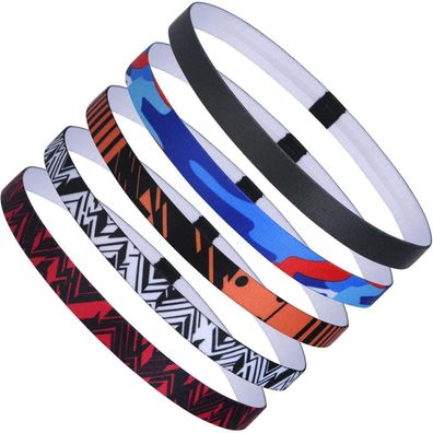 Sport Stirnbänder Elastisch Anti-Rutsch Haarband Unisex 5er Set