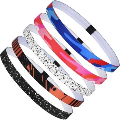 URAQT Sport Stirnbänder Unisex Dünn Anti-Rutsch Haarband 5 Stück