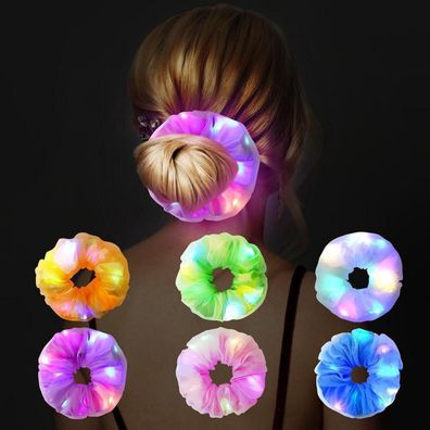 URAQT Leuchtende Haargummis 6er-Pack elastische Stirnbänder LED Neon Haargummi