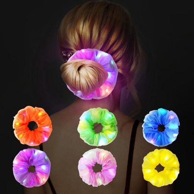 LED Leuchtende Haargummis 6er-Pack elastische Stirnbänder Neon Haargummi