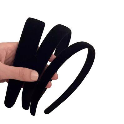 3er Set Samt Haarreifen Schwarz breit dünn mittel Stirnband Damen Mädchen