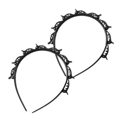 2er Set Schwarz Haarreif mit Zahnstirnband Braid Tool Twister Clips