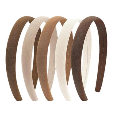 5er Set Samt Haarreifen Damen Braun Rutschfestes Stirnband Haarband
