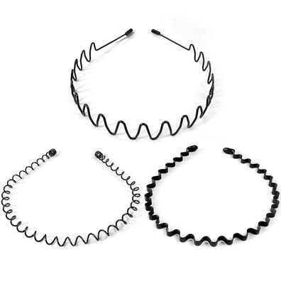 3er Set Metall Haarreifen für Männer und Damen, Rutschfestes Elastisches