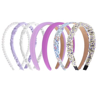 Modische Stirnbänder Damen 7-teiliges Haarband-Set Stoff Glitzernd Kinder Lila