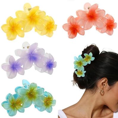 4er Set Blumen Haarklammern Acryl für Damen, Große Haarspangen Dickes Dünnes