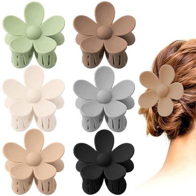 6 Blumen Haarspangen Acryl Große Klauen rutschfest matte Haarstyling-Zubehör