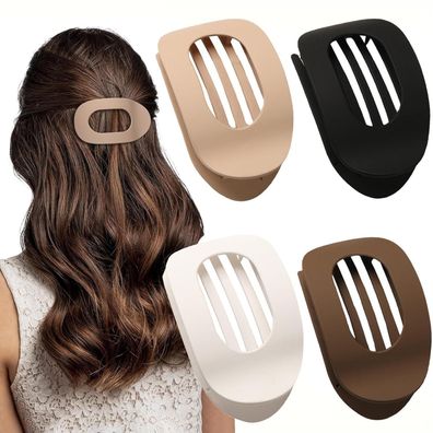 4 Stück Flache Haarklammern Clips Damen Matt Runde Lay Down Haarclips