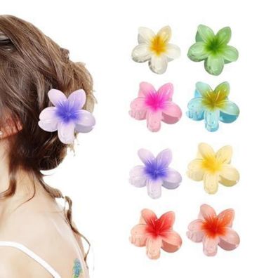 8 Blumen-Haarklammern Flower Hair Clips Acryl Haarspange Rutschfest Stark Hawaii