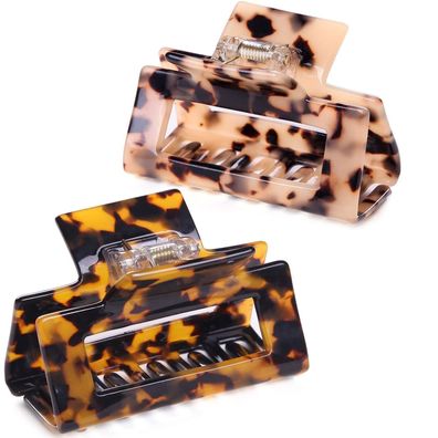 2 Stück Haarklammer Damen Mittelgroß Leopard Druck Haarkrallenclips