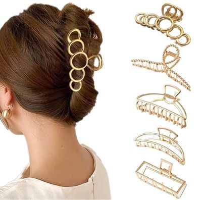 5er Set Goldene Haarklammern für Damen Haarspangen Hair Clip Metall