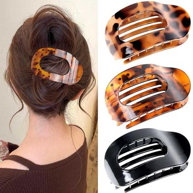 Haarklammer Damen 3 Stück Mittelgroß Flach Claw Clip Leopardenmuster Dünnes Haar