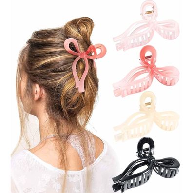 Rosa Schleife Haarklammer 4 Stück Damen Mädchen Haarspangen Groß 11cm