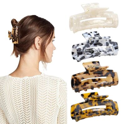 Haarklammer Set 4 Stück Haarspangen Groß für Damen Leopardenmuster