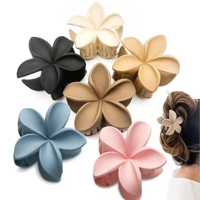 6er Set Blumen-Haarklammern rutschfest matt Haarspangen Damen Styling haar bis