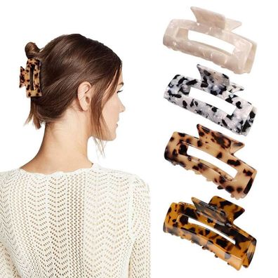 4PCS Zelluloid Schmetterling Kiefer Haarklammern Schildpatt Grip Pin - Leopard