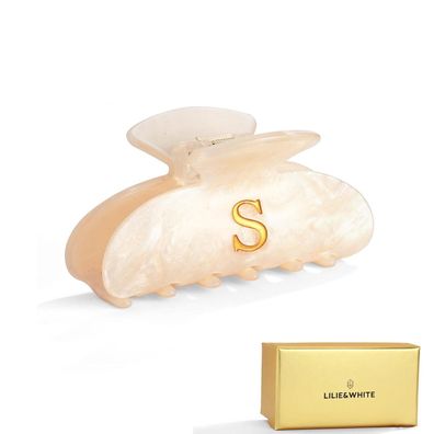 LILIE&WHITE Damen Haarklammer Buchstabe S Acryl Beige Gold-Detail