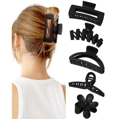 Kavya Matte Haarspangen Damen Set 5 Stück Große Haarklammern für Dickes Haar