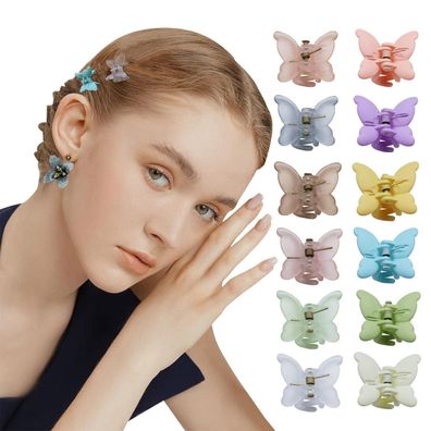 Kavya Schmetterling Haarklammer 12 Stück Damen Haarspangen Transparent Matt