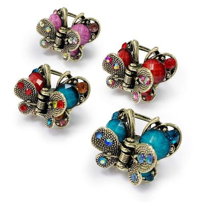 Kristall Schmetterling Haarklammer Set Vintage Retro Damen Mädchen 4