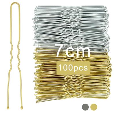 100 U-förmige Haarnadeln Silber Gold 7cm Haarklemmen Hochzeit Damen