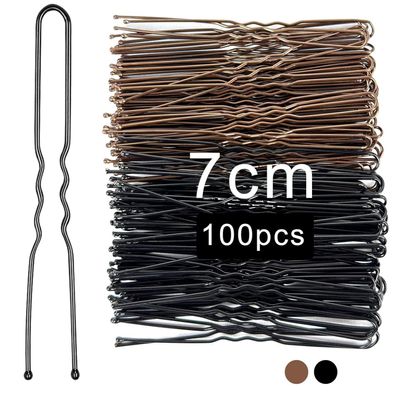 Haarnadeln Schwarz Braun 100 Stück U-Förmige Bobby Pins 7cm Hair Pins