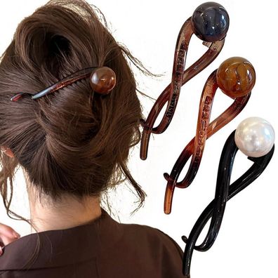 3pcs Elegante Perle Französische Haarnadel Banana Clip Haarklammer Damen