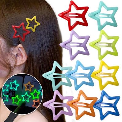 Bunte Leuchtende Stern Haarclips Haarspangen 10 Stück Glow in the Dark