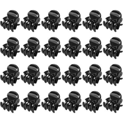 24 Mini Haarklammern Schwarz Kunststoff Rutschfest Haarclips Frauen & Mädchen