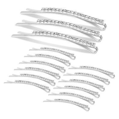 Kristall Haarnadeln 15Pcs Strass Haarspangen Bobby Pins Silber
