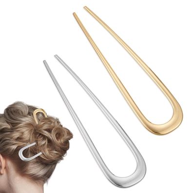 2Pcs U-förmige Haarnadeln 14cm Metall Hairpin Clip für Damen Mädchen