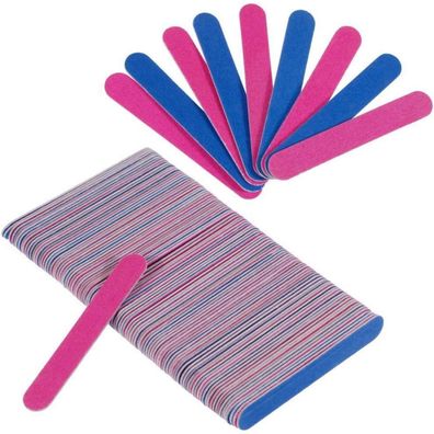 100 Stk. Doppelseitige Einweg Nagelfeile 180/240 Holz Sandpapier Blau Rosa 8.5cm