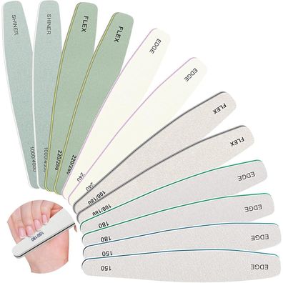 Nagelfeile Set 12-teilig für Gelnägel Acrylnägel Naturnägel Maniküre
