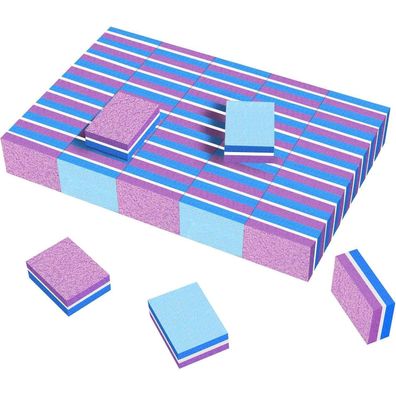 50 Stück Nagelpufferblöcke 100/180 Körnung für Gelnägel Acrylnägel Blau/Lila