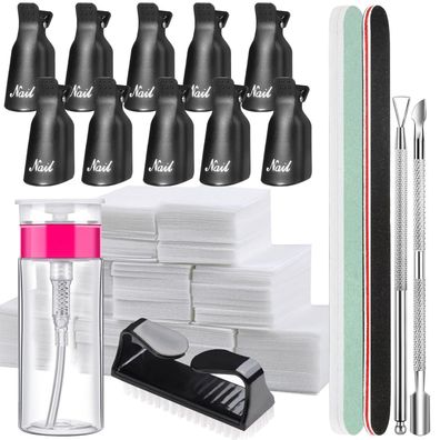 Nagellackentferner Werkzeuge Set Clips Wattepads Gelnägel 2x Nagelhautschieber