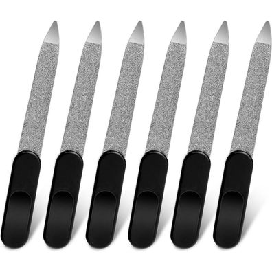 6er Set Mini Schwert Nagelfeilen Edelstahl Fingernagelfeilen Schwarz