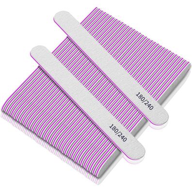 50 Stück Nagelfeilen 180/240 Grit Naturnagel Nagelstudio Profi Feile