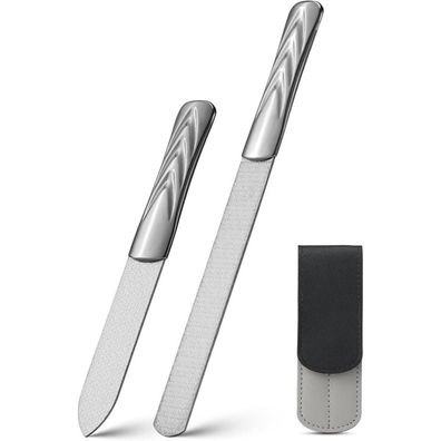 FVION Nagelfeile Edelstahl Profi Doppelseitig Ledertasche Fein/Grob Maniküre - 2