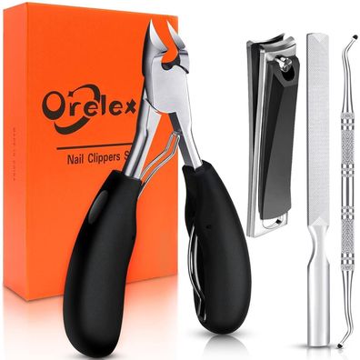 Profi Fußnagelzange Set 4 Stück für Dicke Starke Nägel, Edelstahl Pediküre