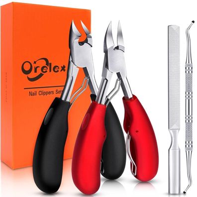Nagelschere für dicke Zehennägel, Edelstahl, 4-teiliges Set