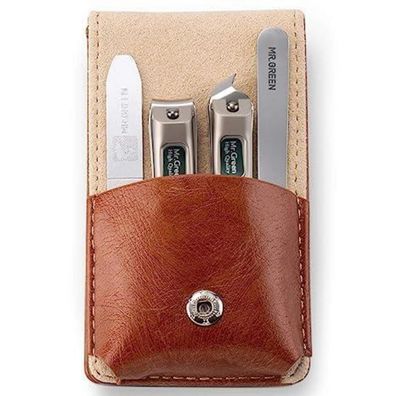 MR. GREEN Maniküre Set Männer 4Pcs Nagelknipser Solingen Edelstahl Lederetui
