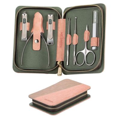 Maniküre Pediküre Set 7-teilig Nagelpflege Nagelknipser Etui Ledertasche