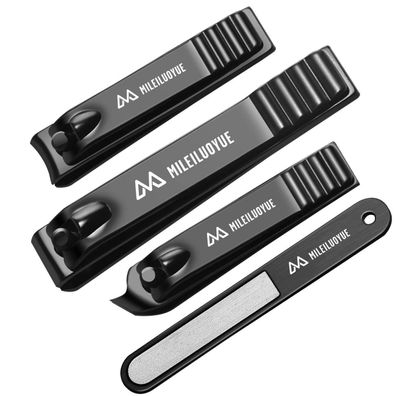 Nagelknipser Set Edelstahl Schwarz scharfe schräge Zehennagelknipser Nagelfeile