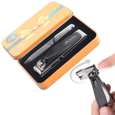 Nagelknipser Nagelfeile Edelstahl 360° Drehkopf Pediküre Set