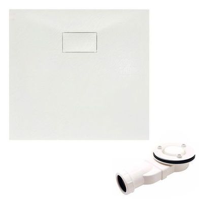 Duschwanne Viereck Komposit VIDAR 80x80x3,2 Steinoptik | Ablauf im SET !